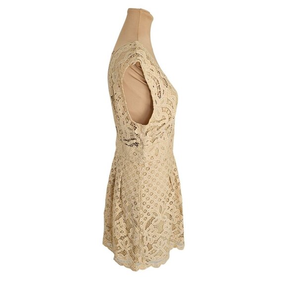 Free People One Million Lovers Beige Lace Mini Dress Sz 12 - Picture 4 of 12